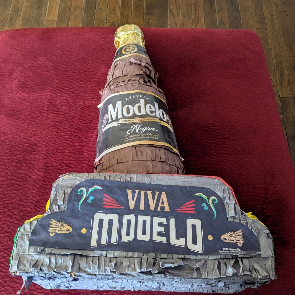 ModelCo Beer Bottle Piñata - Brown and Gold
